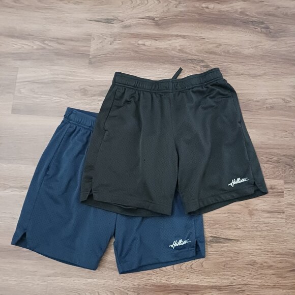 2 Hollister Basketball Gym Shorts Drawstring Athletic Black Navy Mesh Sz XS - Picture 1 of 7